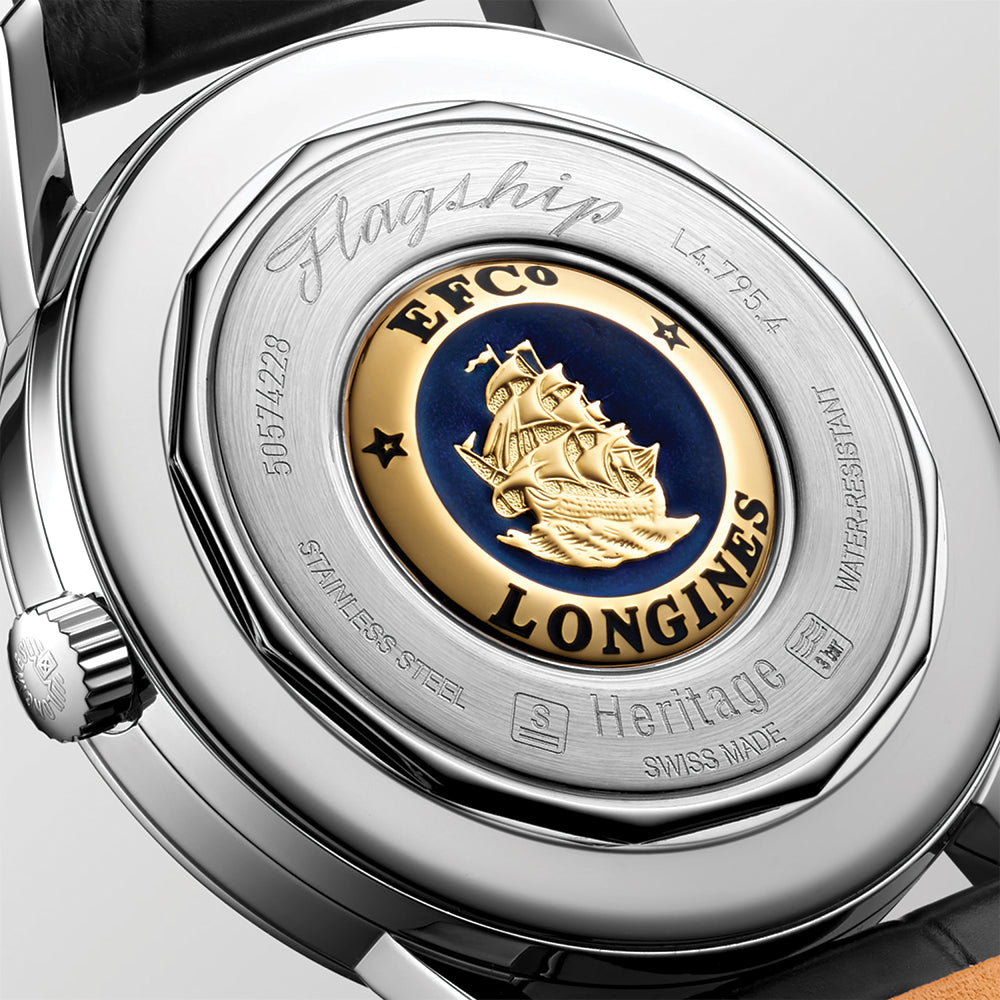 Flagship Heritage 38.5mm - Silver on Leather Strap