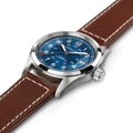 Khaki Field Auto Date 38mm - Blue on Leather Strap
