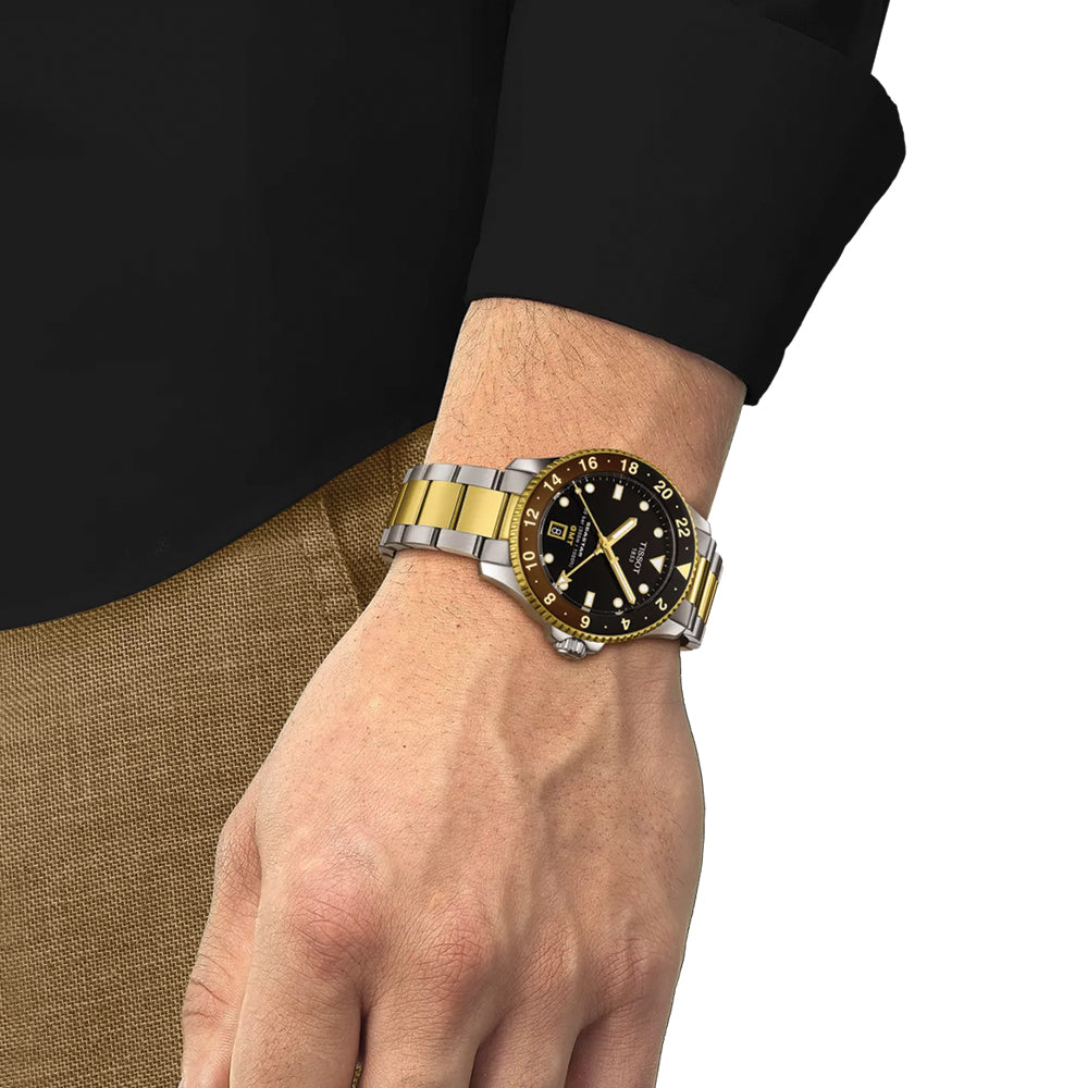 Seastar 1000 Quartz GMT Gold/Steel 40mm - Black on Bracelet