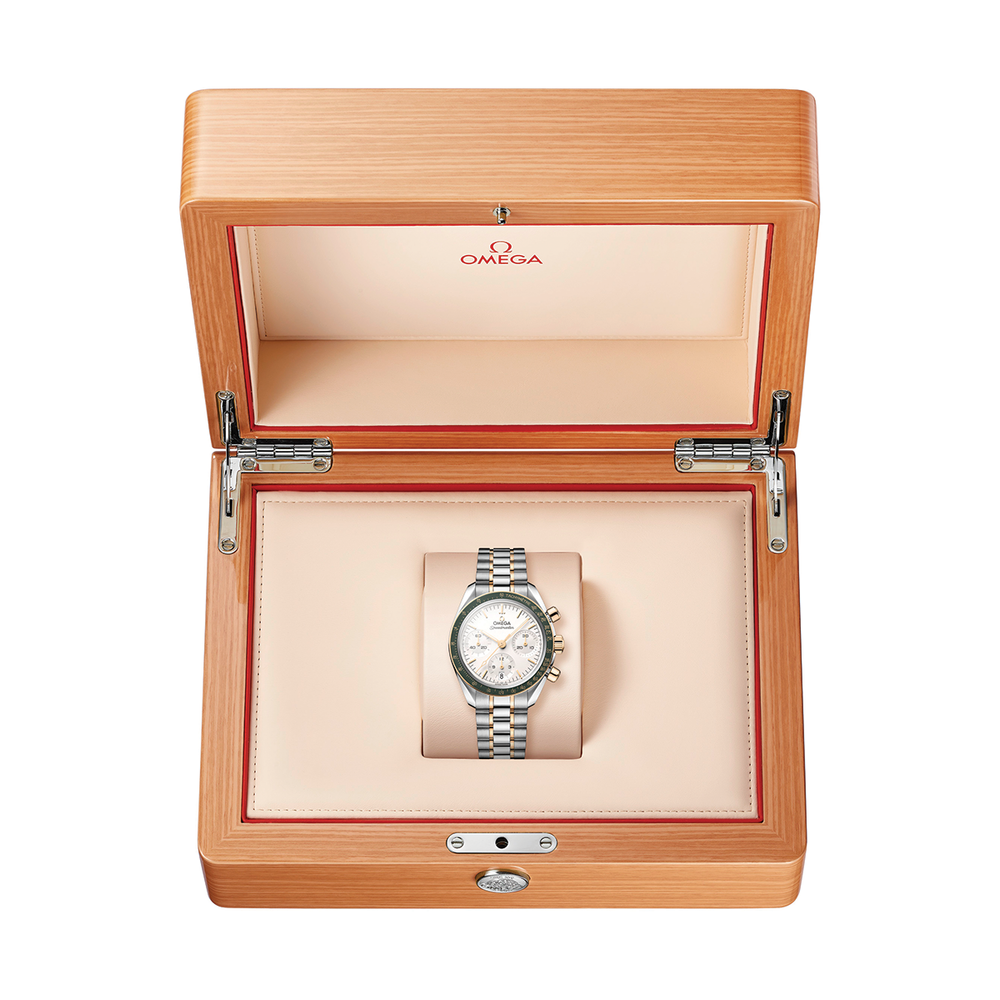 Speedmaster Chronograph Two-Tone 18K Moonshine™ Gold and Steel 38mm - Opaline Silvery on Bracelet