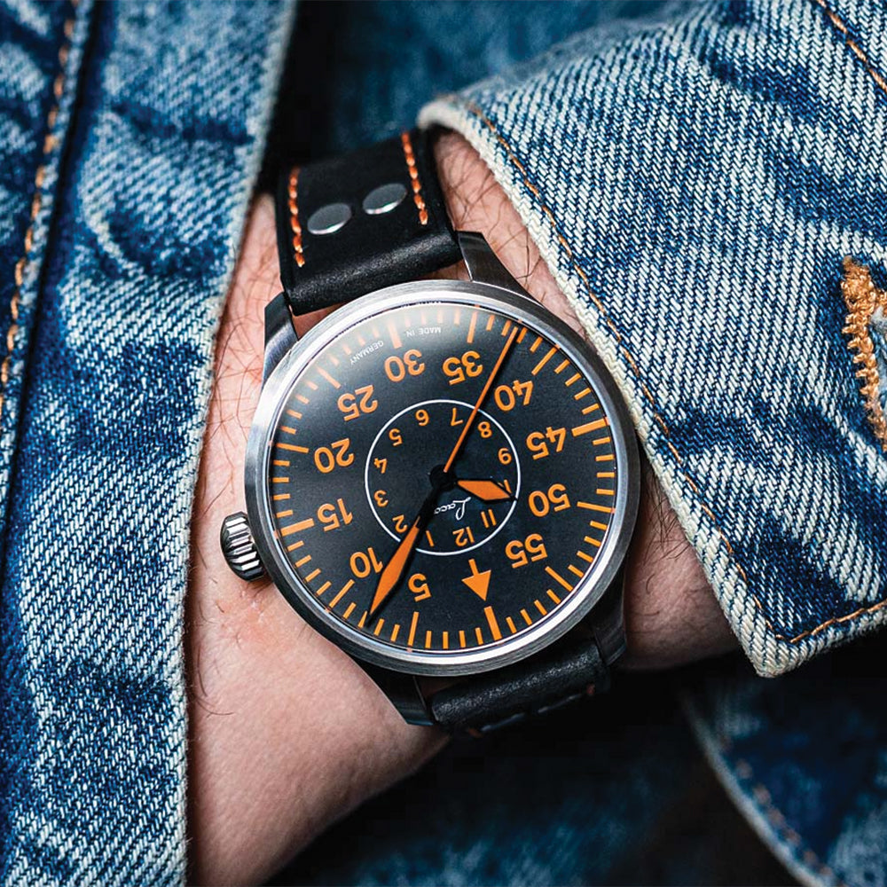 Pilot Watch Basic Palermo Automatic 39mm - Black/Orange on Leather Strap