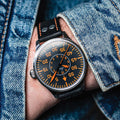 Pilot Watch Basic Palermo Automatic 39mm - Black/Orange on Leather Strap