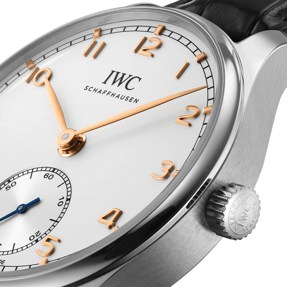 Portugieser Automatic 40mm - Silver w/ Black Accents on Leather Strap