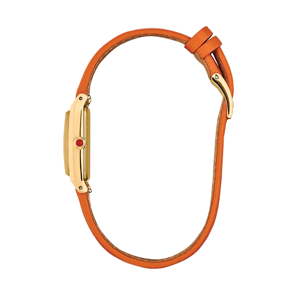 Fio Gold-Tone 30.7mm - White on Orange Leather Strap