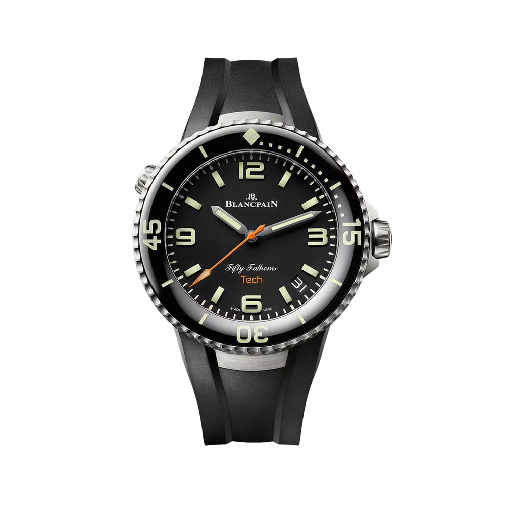 Fifty Fathoms Tech Titanium 45mm - Absolute Black on Rubber Strap w/ 2 Additional Straps