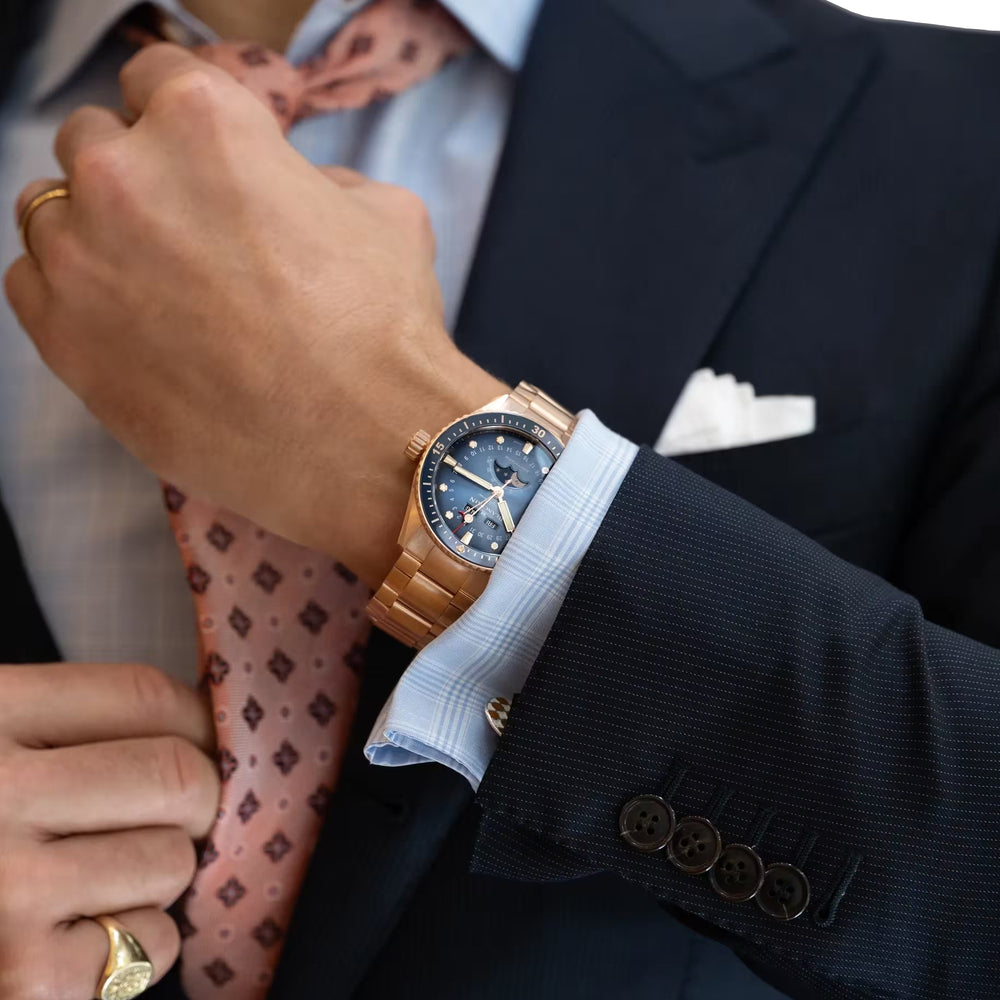 Fifty Fathoms Bathyscaphe Quantième Complet Phases de Lune Red Gold 43mm - Blue on Bracelet