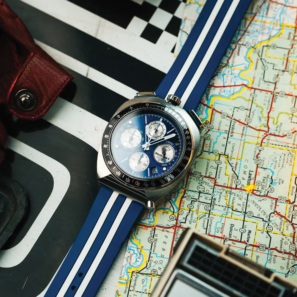 SHELBY® Racer Chronograph Limited Edition 43mm - Blue on Rubber Strap