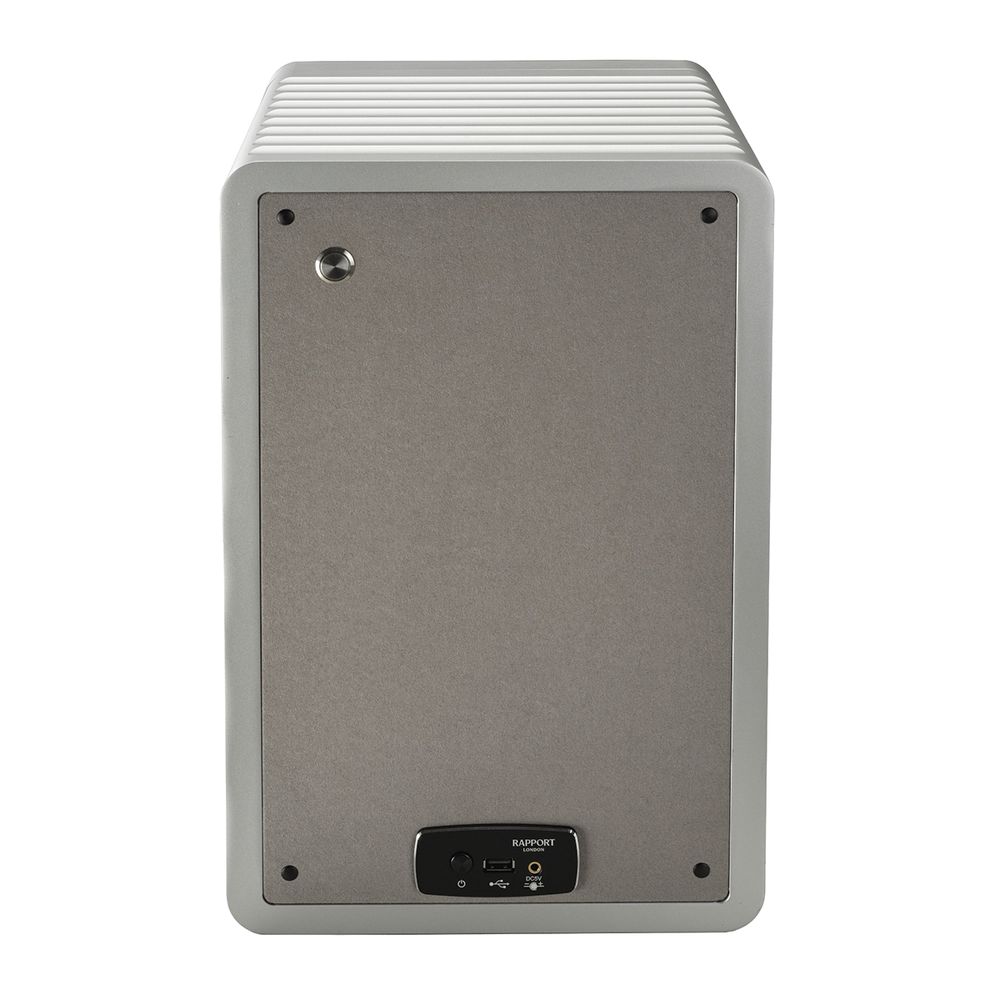 Neo Watch Winder silver back view with brushed panel and small control module at the base