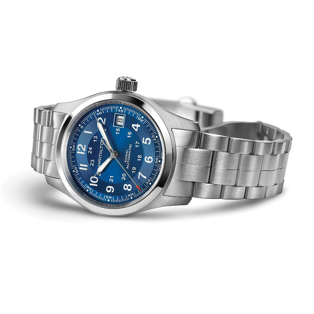 Khaki Field Auto Date 38mm - Blue on Bracelet