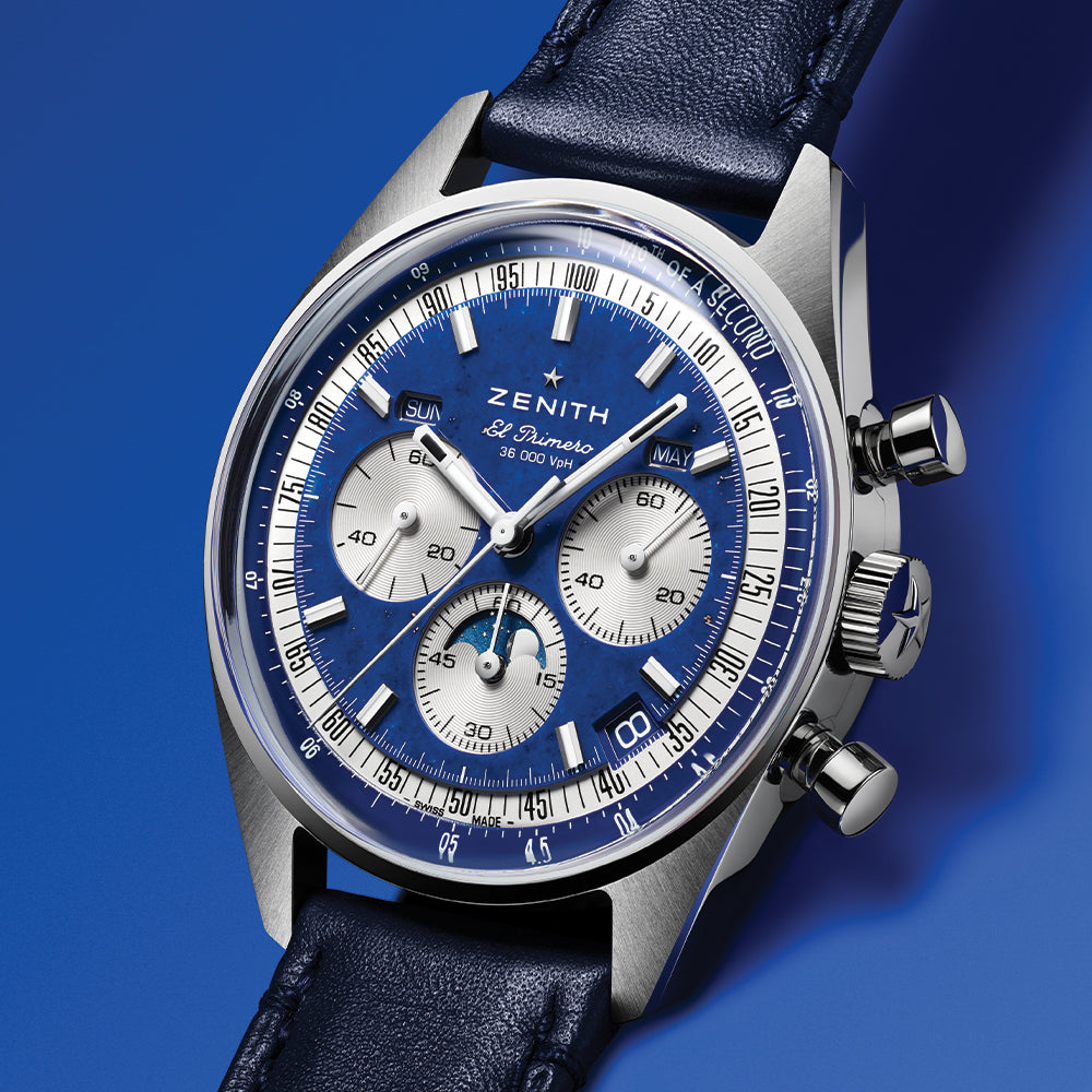 Chronomaster Original Acier Lapis Lazuli 38mm - Blue on Leather Strap and Bracelet