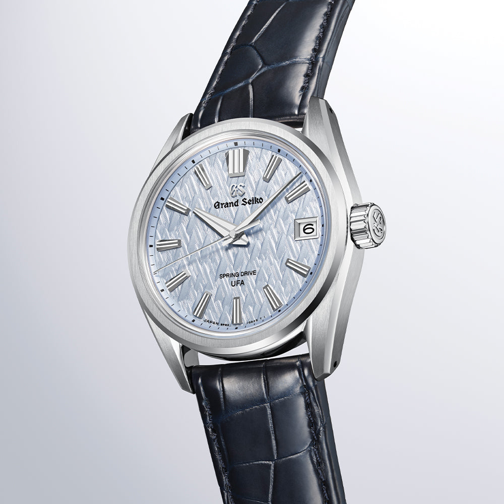 SLGB001 Evolution 9 Spring Drive UFA Platinum 950 37mm - Light Blue on Leather Strap