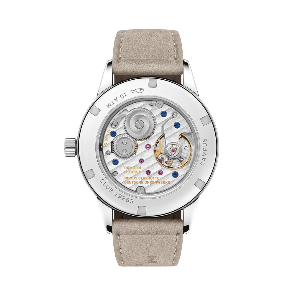 Club Campus Glass Back 36mm - Rose on Leather Strap