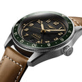 Spirit Zulu Time Green Bezel 42mm - Black on Leather Strap