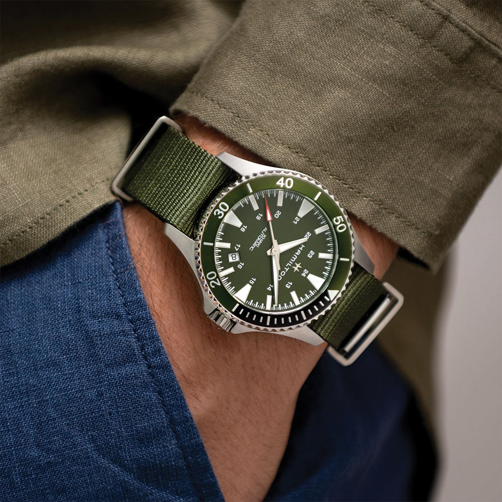 Khaki Navy Scuba Auto 40mm - Green on Green Strap