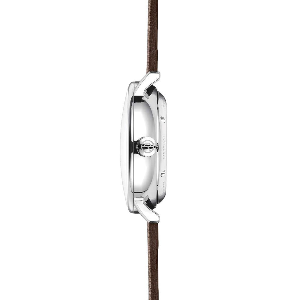 Naos Automatic 38mm - White on Dark Brown Leather Strap
