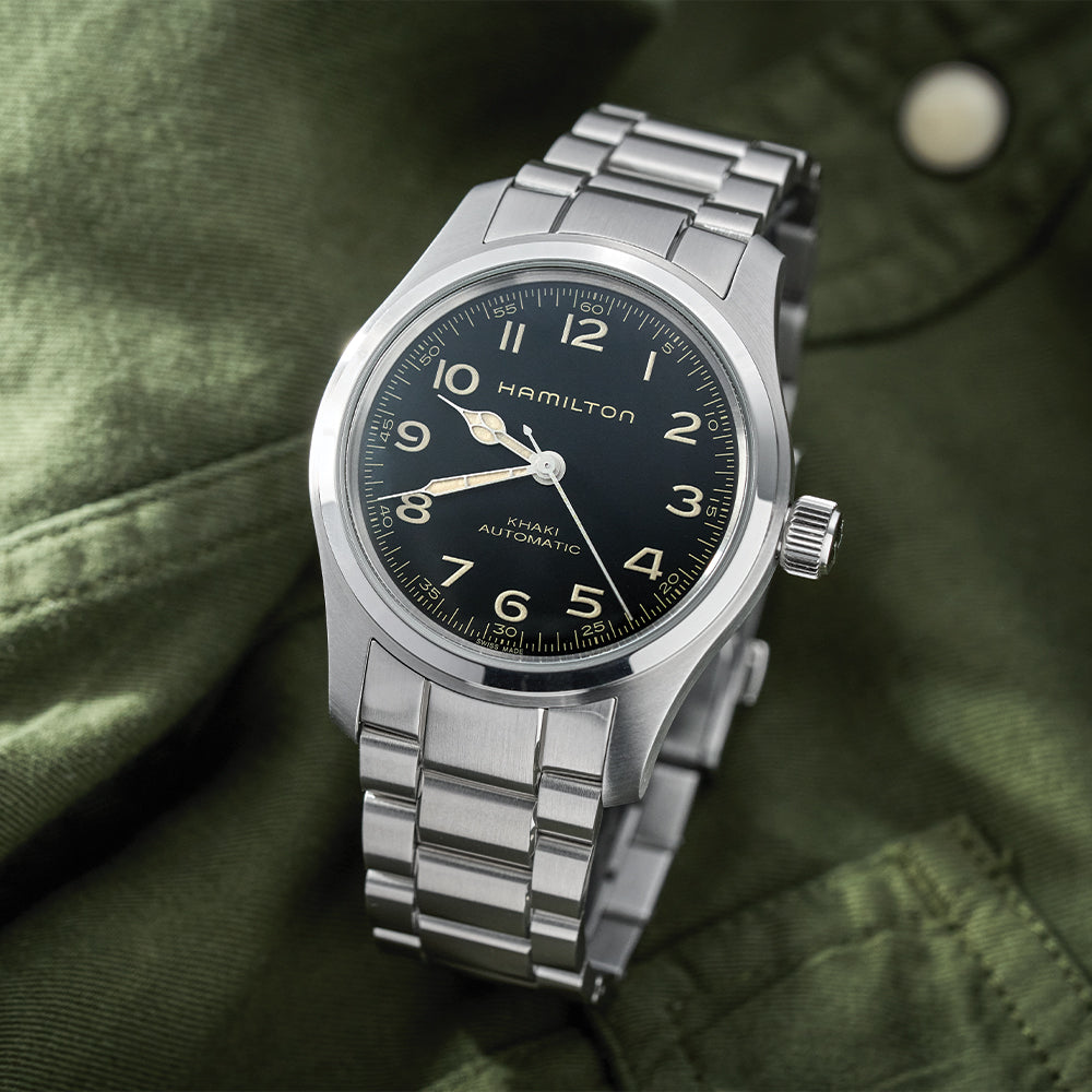 Khaki Field Murph Bundle 42mm - Black on Leather Strap with Extra Bracelet
