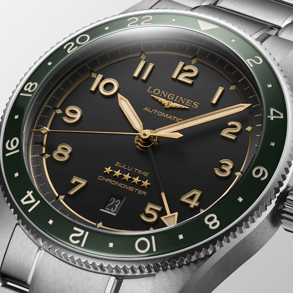 Spirit Zulu Time Green Bezel 42mm - Black on Bracelet