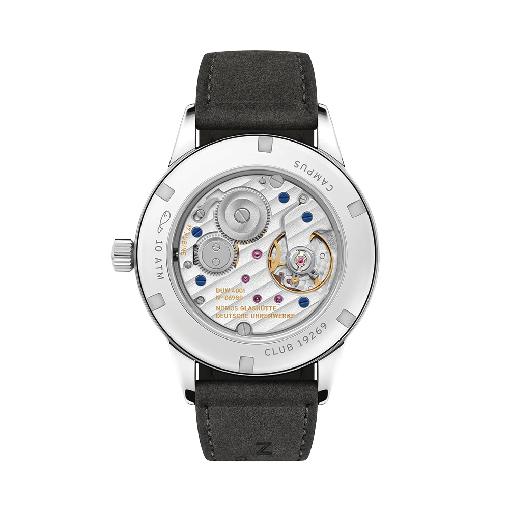 Club Campus Glass Back 36mm - Olive on Leather Strap