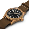 Khaki Field Mechanical Bronze 38mm - Black on One-Piece Leather Strap