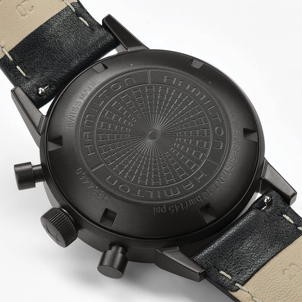 American Classic Intra-Matic Auto Chrono PVD 40mm - Black on Leather Strap with Yellow Detailing