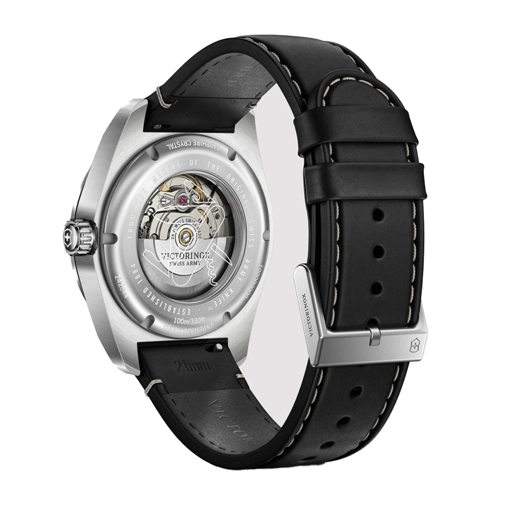 Swiss Army Automatic 42mm - Black on Black Leather Strap