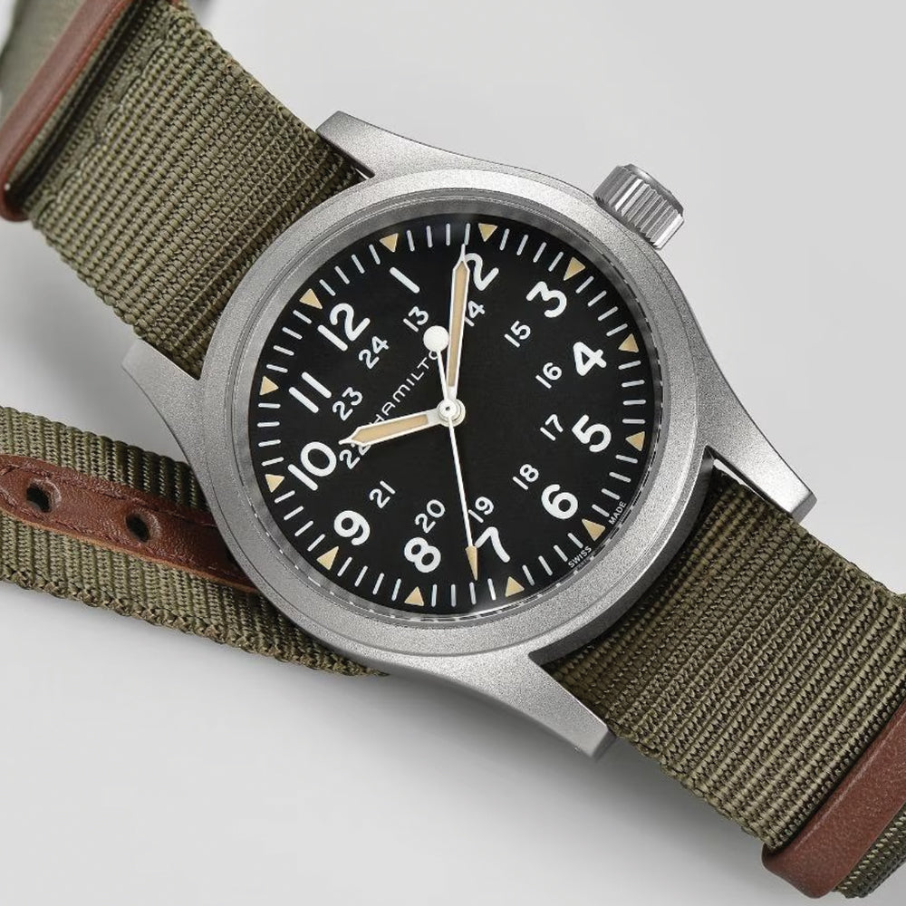 Khaki Field Mechanical 38mm - Black on Textile Strap