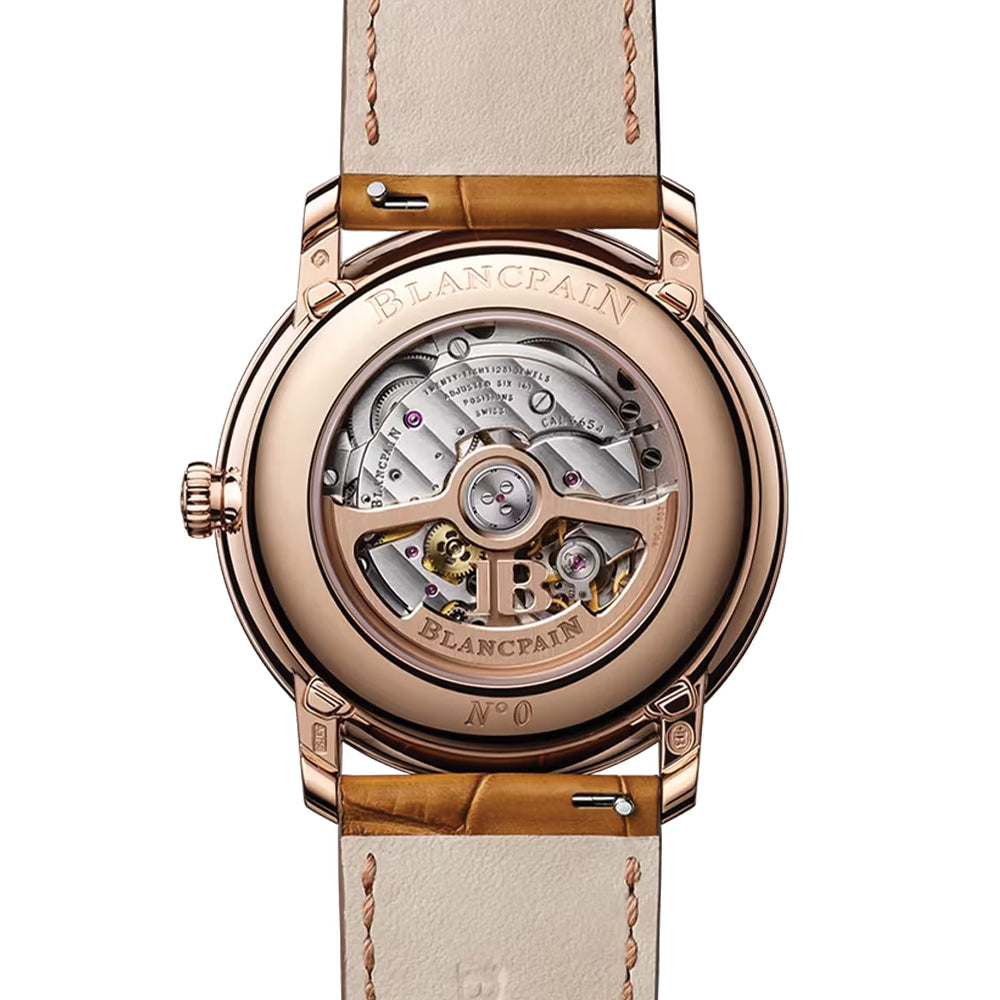 Villeret Moonphase Red Gold 40mm - Opaline on Leather Strap