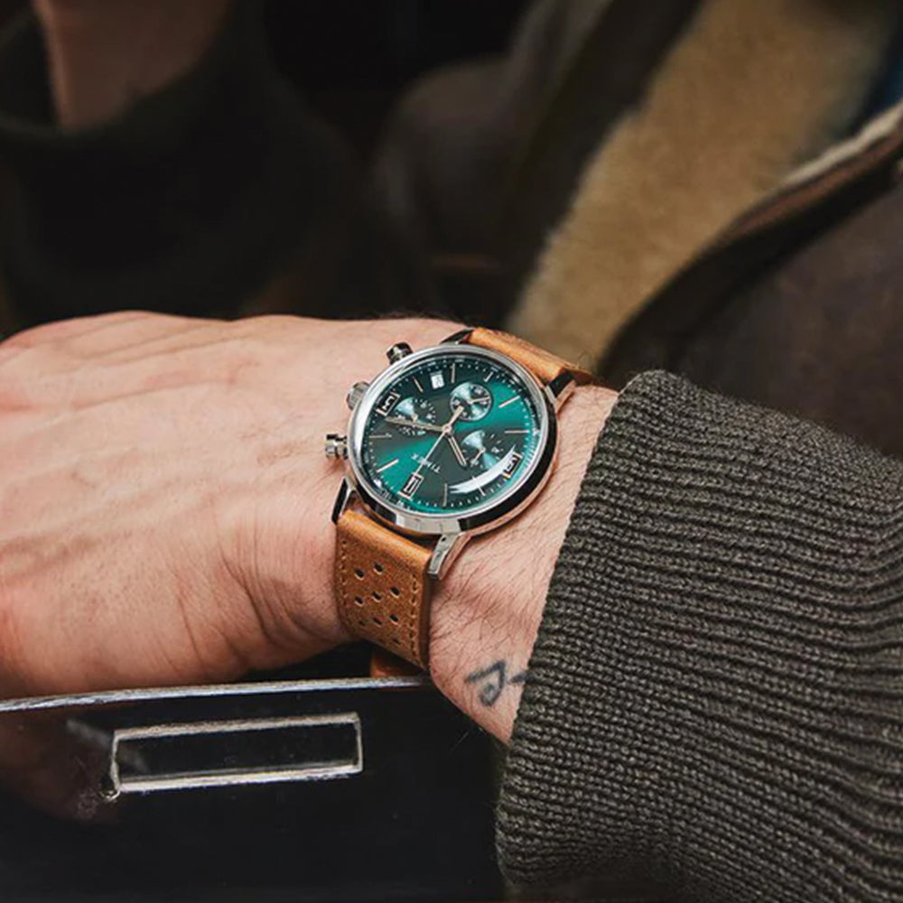 Marlin® Chronograph Tachymeter 40mm - Green on Leather Strap