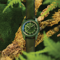 Sector II Field Titanium Canopy 38mm - Green on Rubber Strap