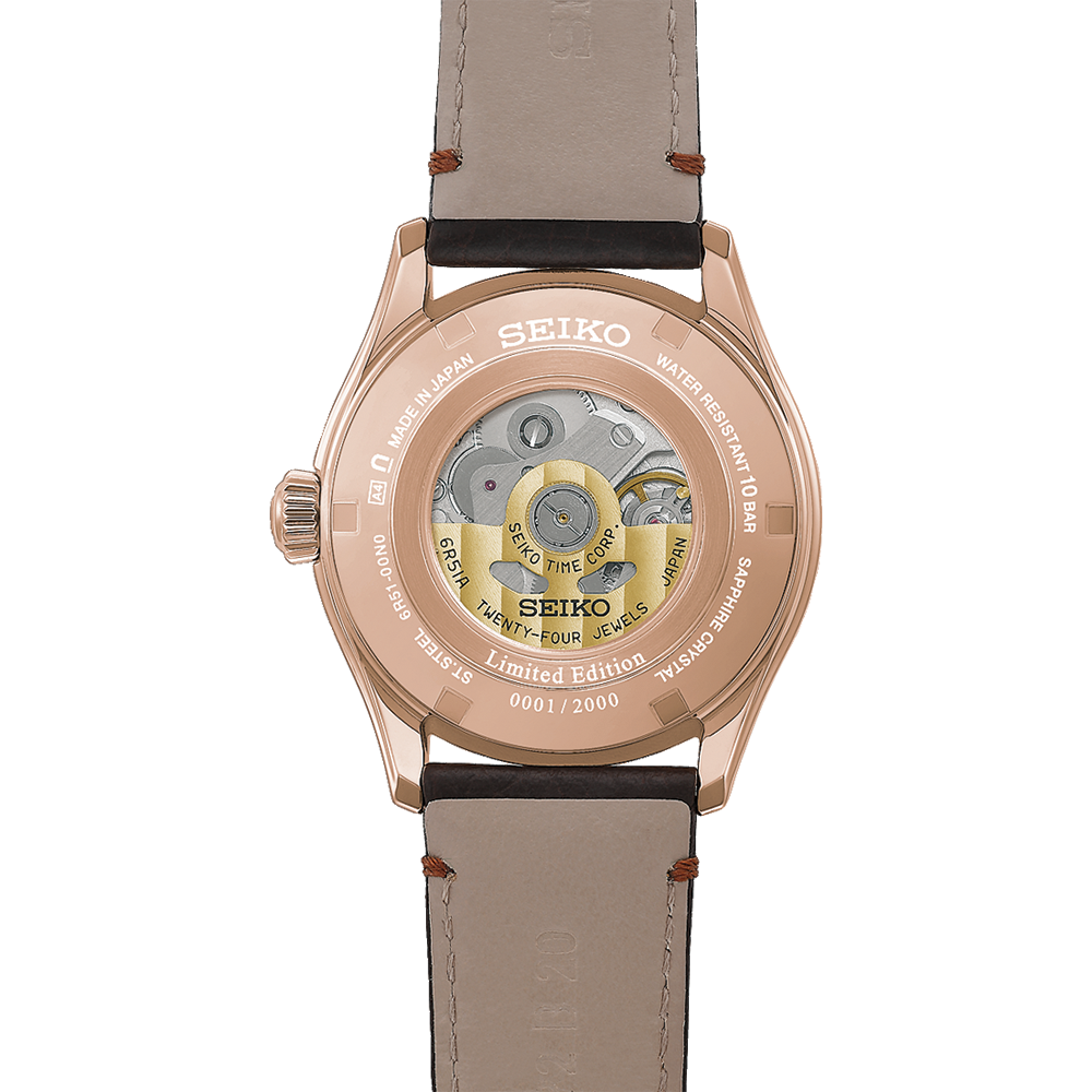 HCC008 Presage Classic Series Limited Edition Pink Gold Plated 38mm - Silver on Leather Strap