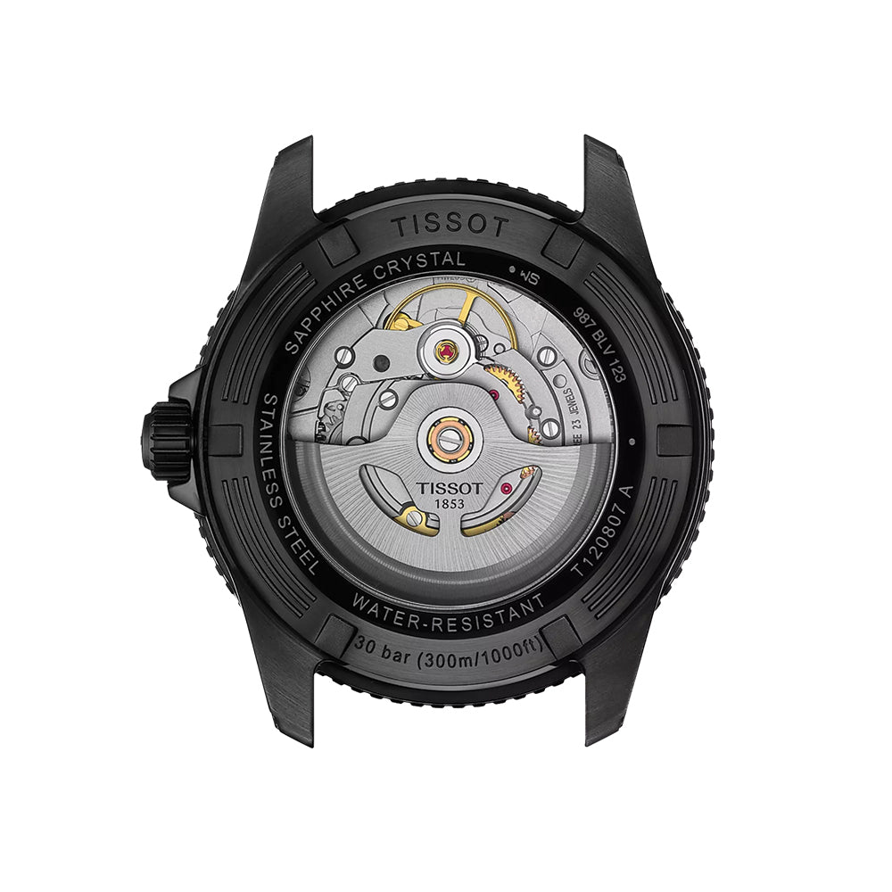 Seastar 1000 Powermatic 80 Black PVD 40mm - Blue on Rubber Strap