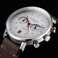 Hamburg Mecha-Quartz Chrono 42mm - Silver on Leather Strap