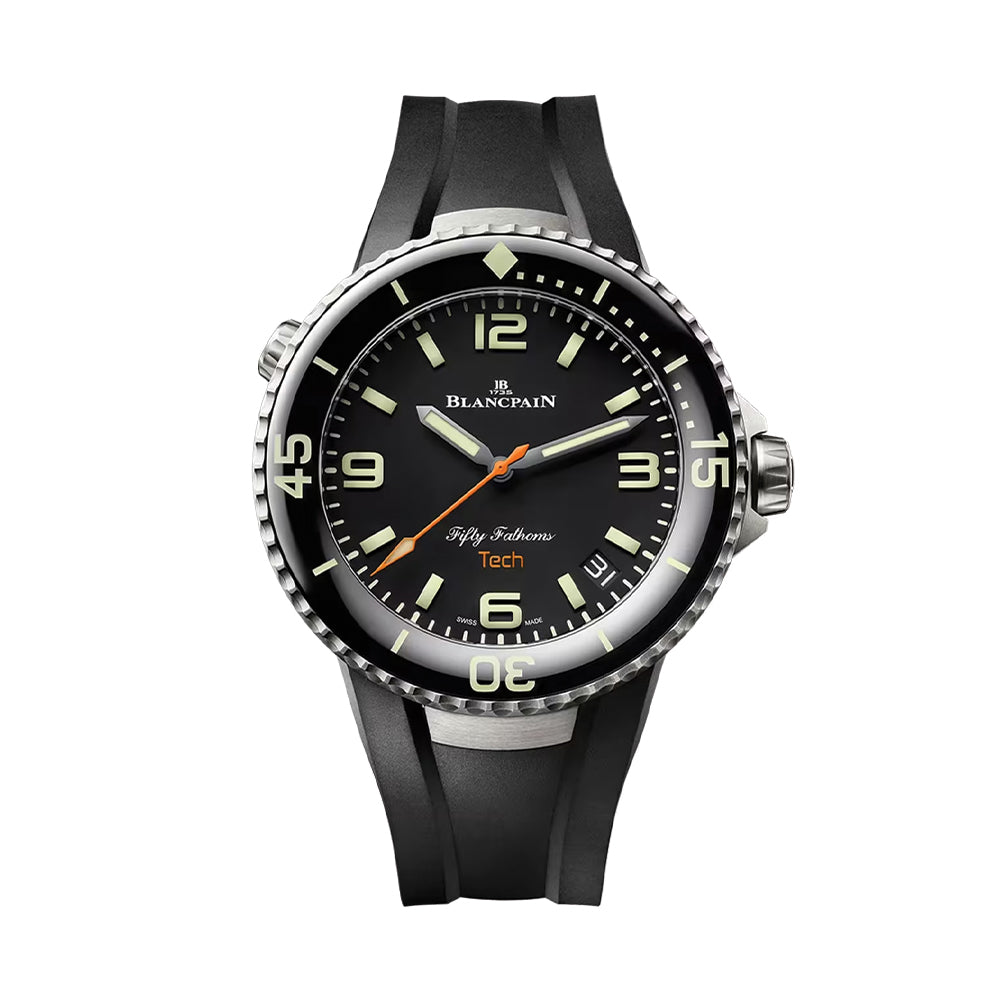 Fifty Fathoms Tech Titanium 45mm - Black on Two Rubber Strap with Pin buckle