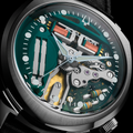 Alpha 314 33mm skeleton movement with teal frame and copper coils