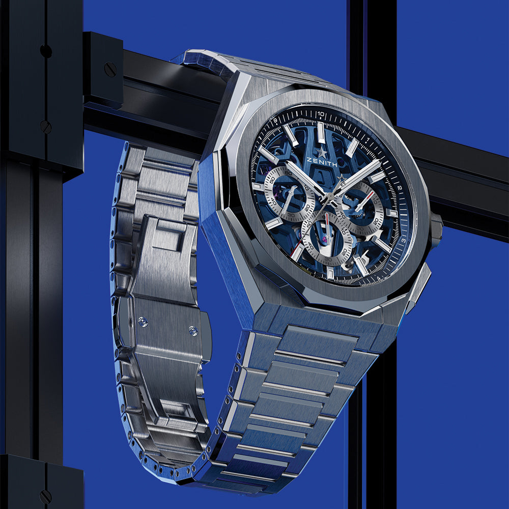Defy Skyline Chronograph Skeleton 42mm - Blue on Bracelet