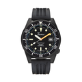 Squale 1521 Black DLC 42mm diver watch with black dial and black rubber strap