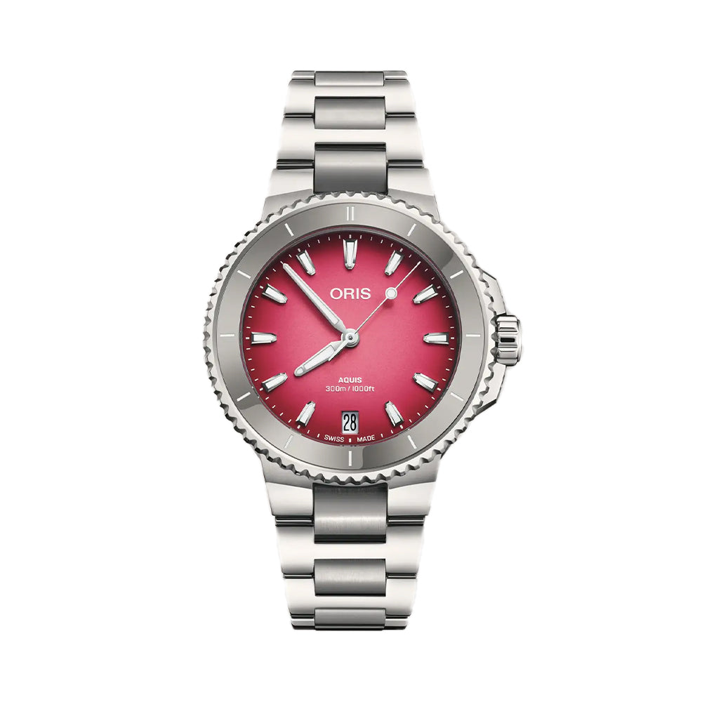 Aquis Date Ceramic Bezel "Berries" Edition 36.5mm - Pink on Bracelet