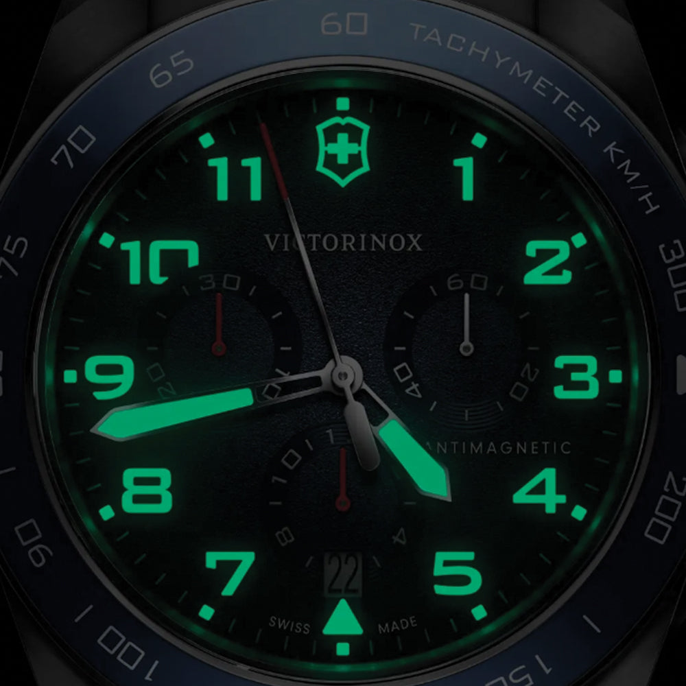 Swiss Army Chrono Quartz 42mm - Blue on Black Leather Strap