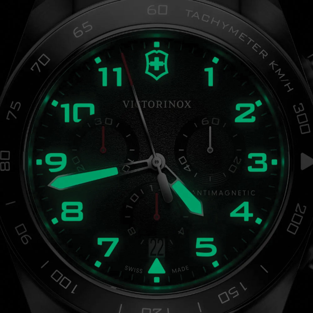 Swiss Army Chrono Quartz 42mm - Black on Brown Leather Strap