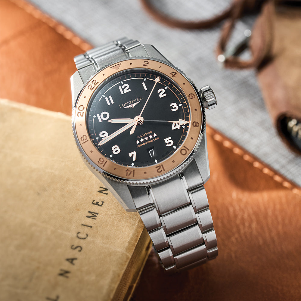 Spirit Zulu Time "1925" 18K Rose-Gold Capped Bezel 39mm - Black on Bracelet
