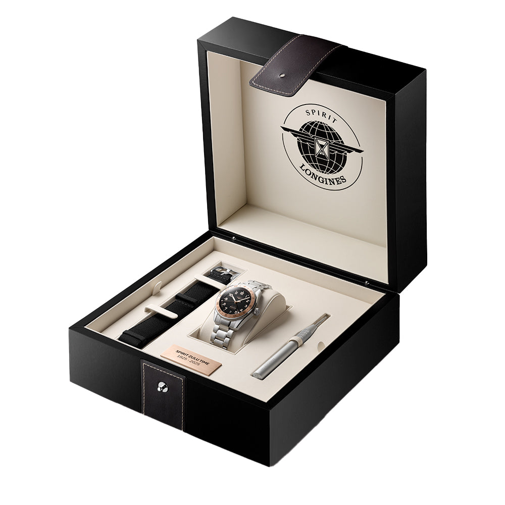 Spirit Zulu Time "1925" 18K Rose-Gold Capped Bezel 39mm - Black on Bracelet
