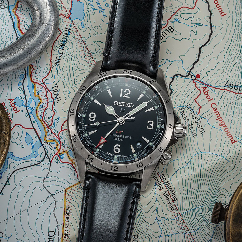 SPB379 Prospex Alpinist GMT 39.5mm - Black on Leather Strap