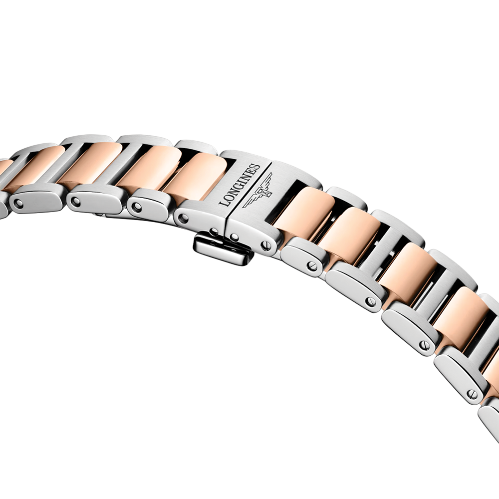 Conquest Quartz Pink PVD Two-Tone 34mm - White on Bracelet