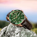 Ocean Star 200C 42.5mm - Green on Leather Strap