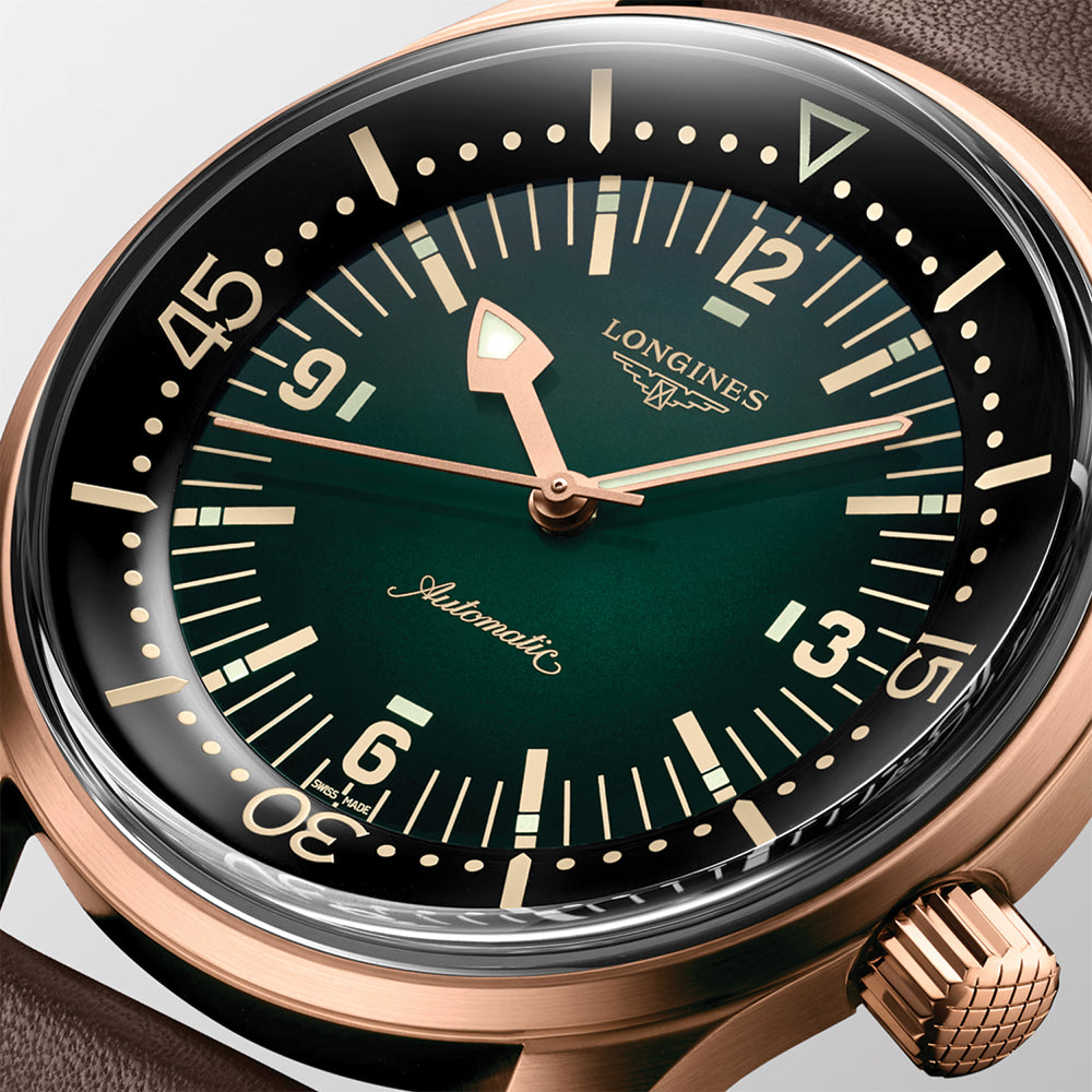 Legend Diver Bronze 42mm - Green on Leather Strap w/ Extra Fabric Strap