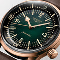 Legend Diver Bronze 42mm - Green on Leather Strap w/ Extra Fabric Strap