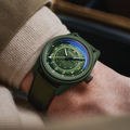 Sector II Field Titanium Canopy 38mm - Green on Rubber Strap