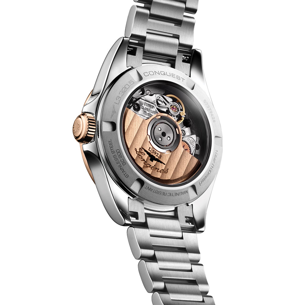 Conquest 30mm - Green w/ Pink Gold Bezel on Bracelet