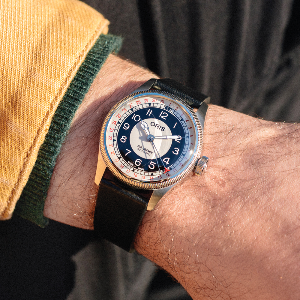 Big Crown Pointer Date “BULLSEYE” 38mm - Black and White on Leather Strap