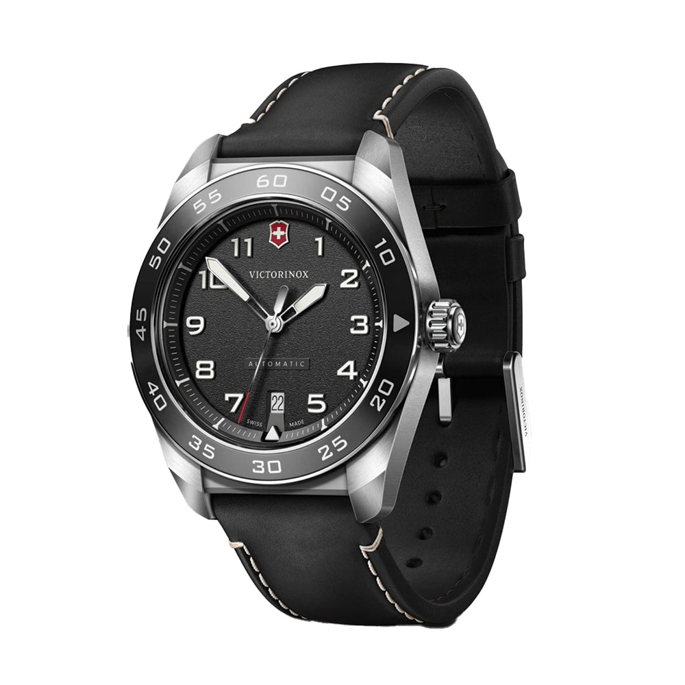 Swiss Army Automatic 42mm - Black on Black Leather Strap